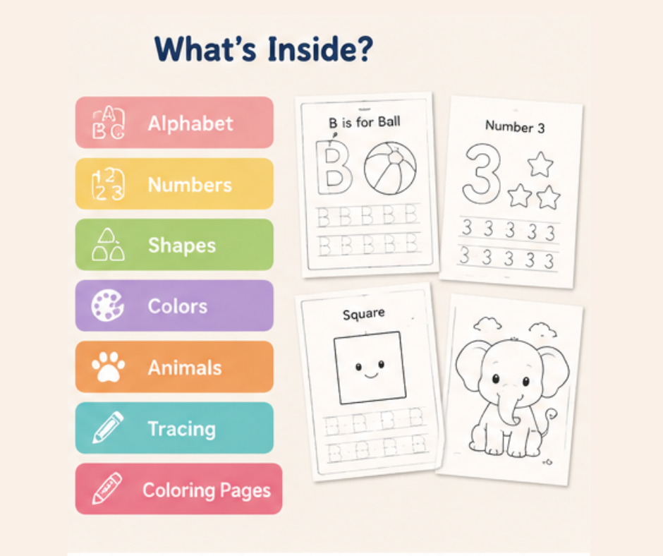 Kids Printable Worksheet Pack — Single Theme