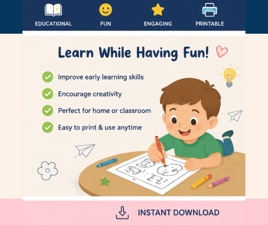 Kids Printable Worksheet Pack — Single Theme